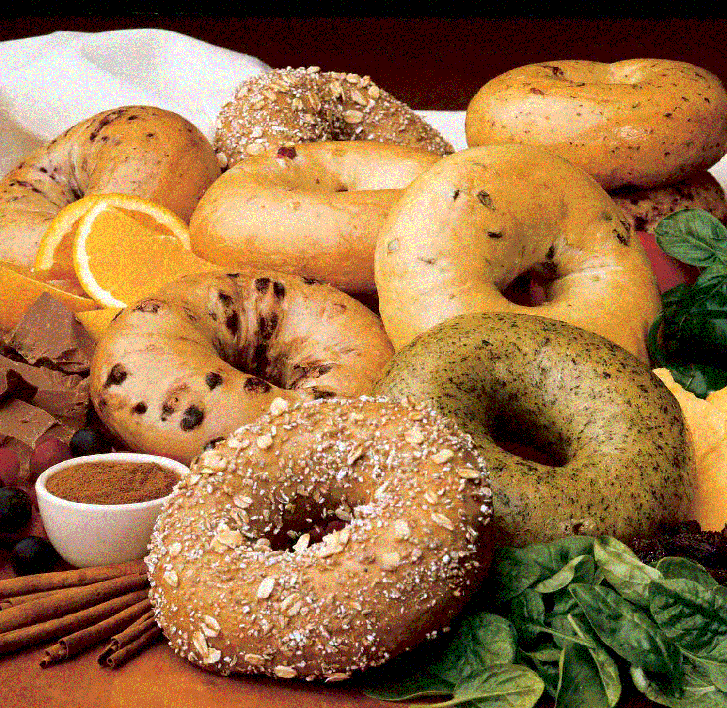 A variety of bagels to choose from